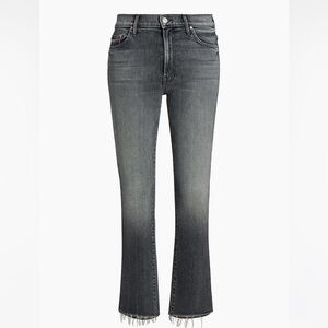 NWOT MOTHER Trendy Crop Fray Jeans Black/Gray Denim Size 25 High Rise